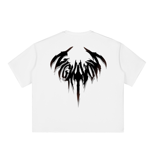 Boxy Half-Sleeve Raw-Edge T-Shirt